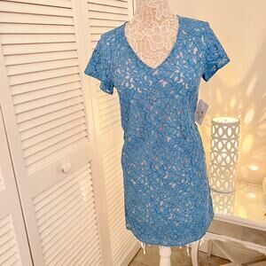 Kensie Eyelet Baby Blue Shift Dress